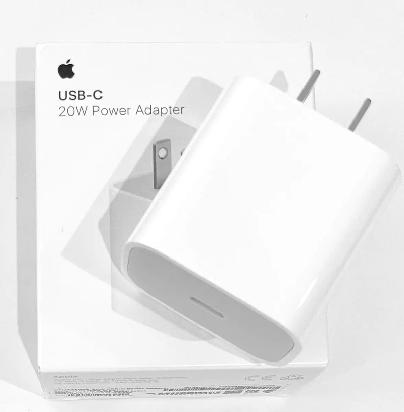 20W CHARGING BUNDLE - Apple 20W 2 Pin Power Brick Adapter and USB-C to Lightning Cable